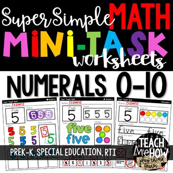 Preview of Math Worksheets: Number Worksheets, Numerals 0-10, Number Sense, NO PREP