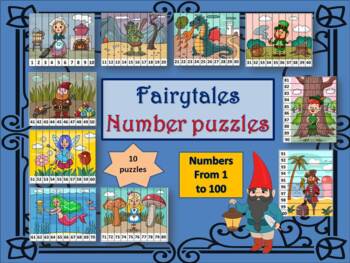 Preview of PreK-Gr.1 Fairytale numbers puzzle 1-100