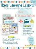 PreK Home Learning Lessons, Theme: Transportation