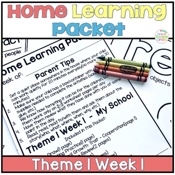 Preview of PreK Homework Home Learning Packet Aligns with Big Day for PreK Theme 1 Week 1