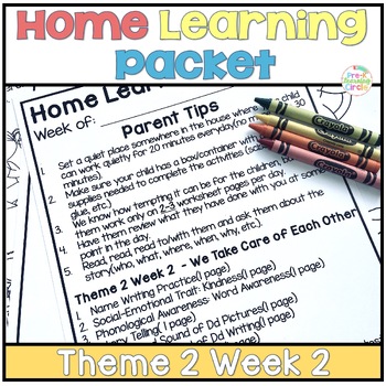 Preview of PreK Homework Home Learning Packet Aligns with Big Day for PreK Theme 2 Week 2
