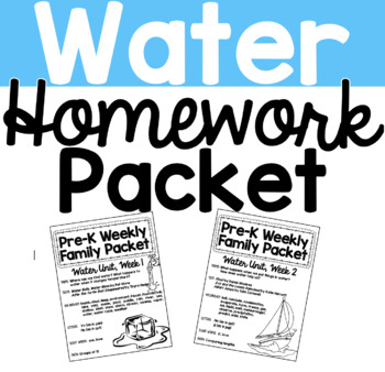 Preview of PreK Homework Packet - Water - NYCDOE Unit 7