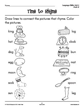 prek k language arts unit 5 rhyming words by hello press tpt