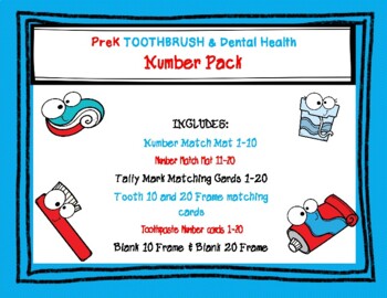 Preview of PreK & Kinder Toothbrush Numbers 1-20 Pack