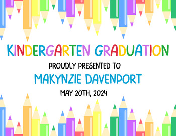 Preview of PreK/ Kindergarten Certificate (Editable in Canva), End of the Year, Graduation