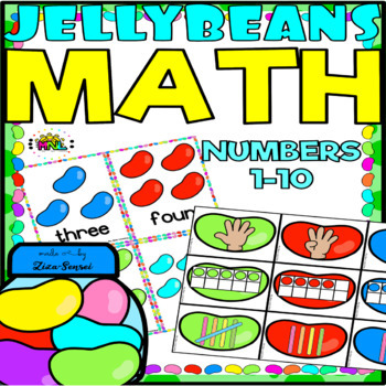 Preview of PreK Kindergarten Math Mats Ten Frames 1-10 Activity Pack Jelly Beans Theme