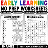 PreK Math Worksheets Bundle | Counting, Number Recognition, Patterns & Addition