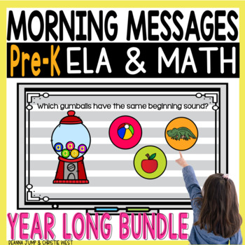 Preview of Morning Messages YEAR LONG BUNDLE Pre-K NO PREP