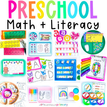 Preview of Morning Tubs and Centers, Preschool and Pre-K Monthly Themes Bundle for the Year