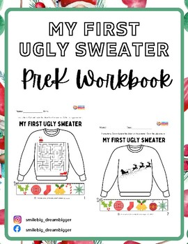 Preview of PreK My First Ugly Sweater Color & Design Motor Skills Workbook & Bulletin Board
