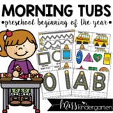 PreK / Preschool Morning Work Tubs Beginning of the Year