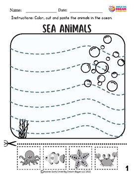 Preview of PreK Sea Animals Under the Sea Fine Motor| Art and Craft Coloring Book