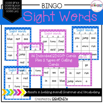 Preview of Sight Word Bingo Activity Game | Pre K - Grade 2
