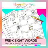 PreK Sight Words Activities (Dolch) for Preschoolers