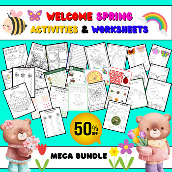 Preview of PreK Spring Activities & Worksheets: Coloring, Cutting, Tracing, Games..
