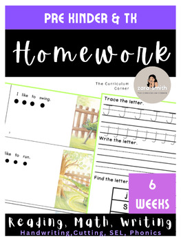 Preview of PreK & TK Morning Work or Homework! 6 Weeks! 100% NO PREP!
