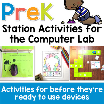Preview of PreK Technology Skill-Building Activities | Centers and Stations Bundle