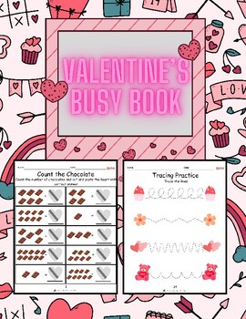 Preview of PreK Valentine's Day English/Spanish Busy Book: Count, Match, Trace and Color