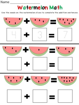 Preview of PreK Watermelon Addition