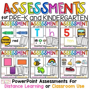 Preview of PreK and Kindergarten Assessment Bundle, Digital Flashcards, Distance Learning