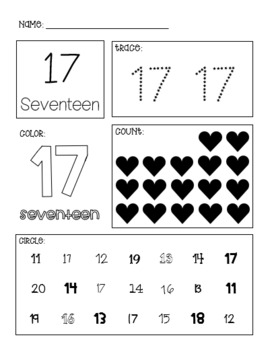 prekindergarten number worksheets writing tracing counting etc 1 20