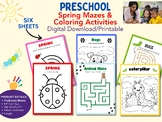 PreSchool Maze and Coloring, Springtime Activities, Educat