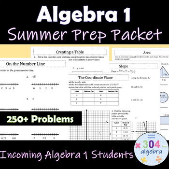Preview of Algebra 1 - Summer Prep Packet/Transition Pre Algebra - Algebra 1
