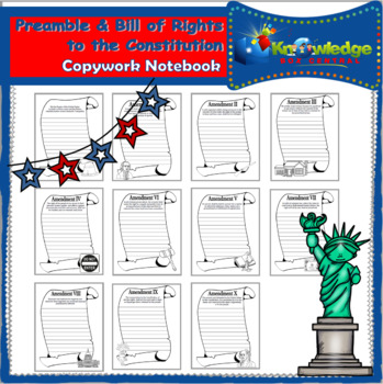 Preview of Preamble & Bill of Rights to the Constitution Copywork Notebook - EBOOK
