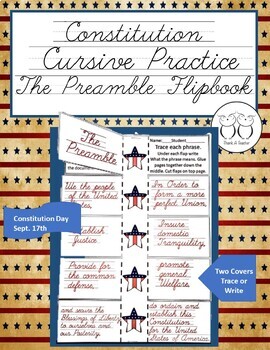Preview of Preamble Flipbook Cursive Practice for Google