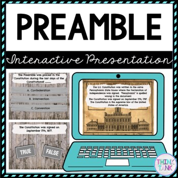 Preview of Preamble Interactive Google Slides™ | Distance Learning | US Constitution