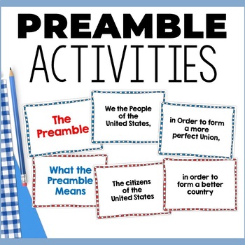 Preview of US Constitution Preamble Comprehension Activities