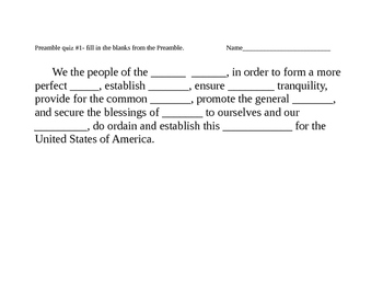 Preamble Fill In The Blank Worksheet - Worksheet List