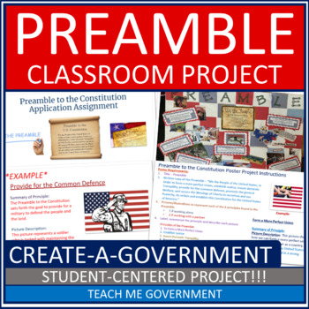 Preview of Preamble to the Constitution Poster Project, Government Distance Learning Google