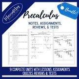 Precalculus Bundle - 9 COMPLETE Units - Lessons, Quizzes, 
