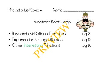 Preview of Precalculus Functions Bootcamp Review