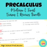 Precalculus Midterm and Final Exam Bundle