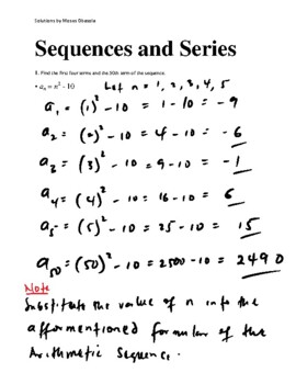 Preview of Precalculus Series and Sequences Solution Summary