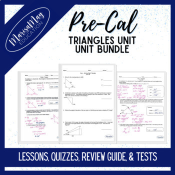 Preview of Precalculus Triangles Unit Bundle - Lessons, Quizzes, Review, & Test