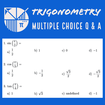 Preview of Precalculus : Trigonometry MCQ & Key - Find the Trig Values (in Radians)