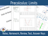 Precalculus Unit 16 - Limits: Notes, HW, Review, Test, Answers