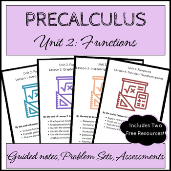 Preview of Precalculus Unit 2 - Functions