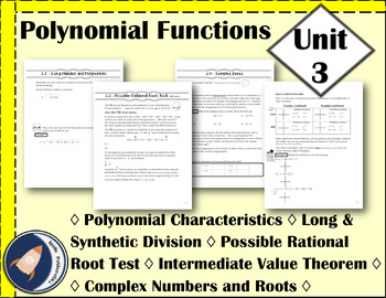 Preview of Precalculus Unit 3 - Polynomials