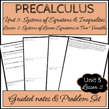 Preview of Precalculus Unit 5 Lesson 2 - Systems of Linear Equations in Two Variables