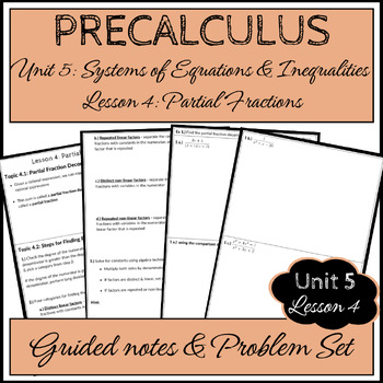 Preview of Precalculus Unit 5 Lesson 4 - Partial Fractions