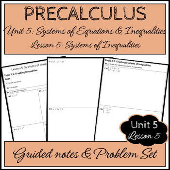 Preview of Precalculus Unit 5 Lesson 5 - Systems of Inequalities