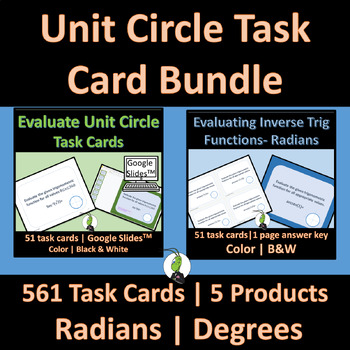 Preview of Unit Circle Task Card Practice Bundle | Trigonometry | Precalculus | Slides