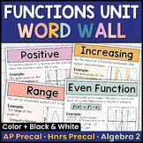 Precalculus Word Wall Math Posters - Functions Unit