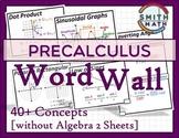 Precalculus Word Wall (without Algebra 2 sheets)