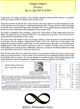 Preview of Precalculus and Algebra 2 Matrix Project (WW II Alan Turing)