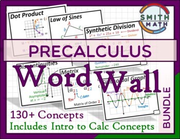 Preview of Precalculus with Intro to Calc Word Wall - Bundle